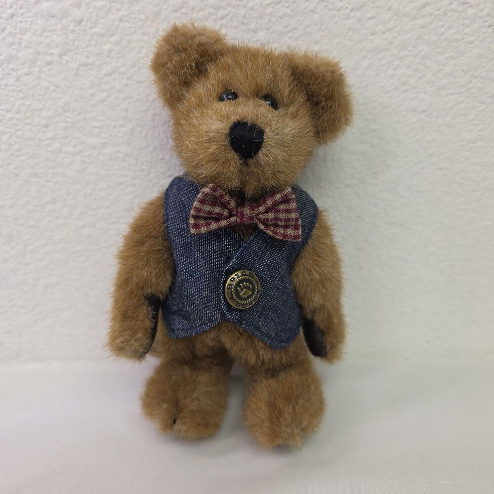 Vintage Boyds Bear with tags plush teddy bear brown with red bow stuffed animal